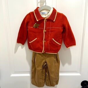 Janieand Jack cute matching bear set. Sweater, overalls, long sleeve onesie.